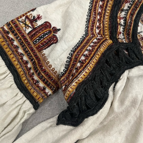 [S]Free People Blouse Snow Kisses with Embroidery Boho White Black Eyelets - Picture 6 of 12